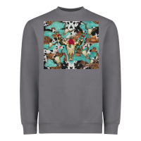 Storm bull skull flowers cowhides and leopard Heavyweight Sweatshirt - Artiststas