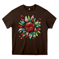 Chocolate Brown Cherry sunflower Heavy Core Tee - texasbilliewilder