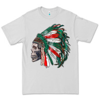 Dove Grey mexican indian headdress with skull Premium Tee - RanaPortraitStore