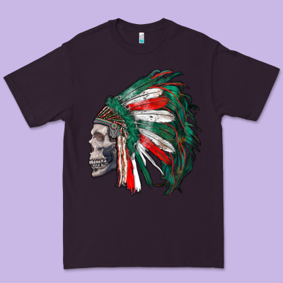 Mexican Indian Headdress With Skull Premium Tee Designed By Ranaportraitstore