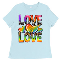 Baby Blue love is love with hearts Ladies Tee - texasbilliewilder