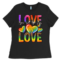 Black love is love with hearts Ladies Tee - texasbilliewilder