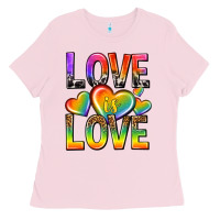 Bubblegum Pink love is love with hearts Ladies Tee - texasbilliewilder