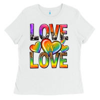 White love is love with hearts Ladies Tee - texasbilliewilder