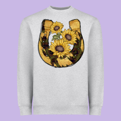 Horseshoe Sunflower Camouflage Heavyweight Sweatshirt Designed By Adodesignshop