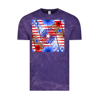 Cloud Purple patriotic usa flag and sunflower Vintage Tee - BundleAndBundleShop
