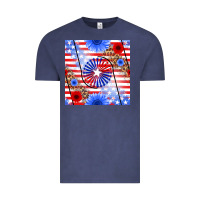 Vintage Denim patriotic usa flag and sunflower Vintage Tee - BundleAndBundleShop