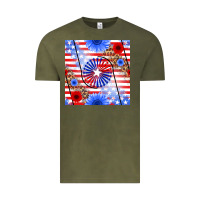 Vintage Olive patriotic usa flag and sunflower Vintage Tee - BundleAndBundleShop
