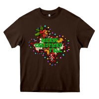 Chocolate Brown merry Christmas y'all Texas map Heavy Core Tee - BarkalooDesign