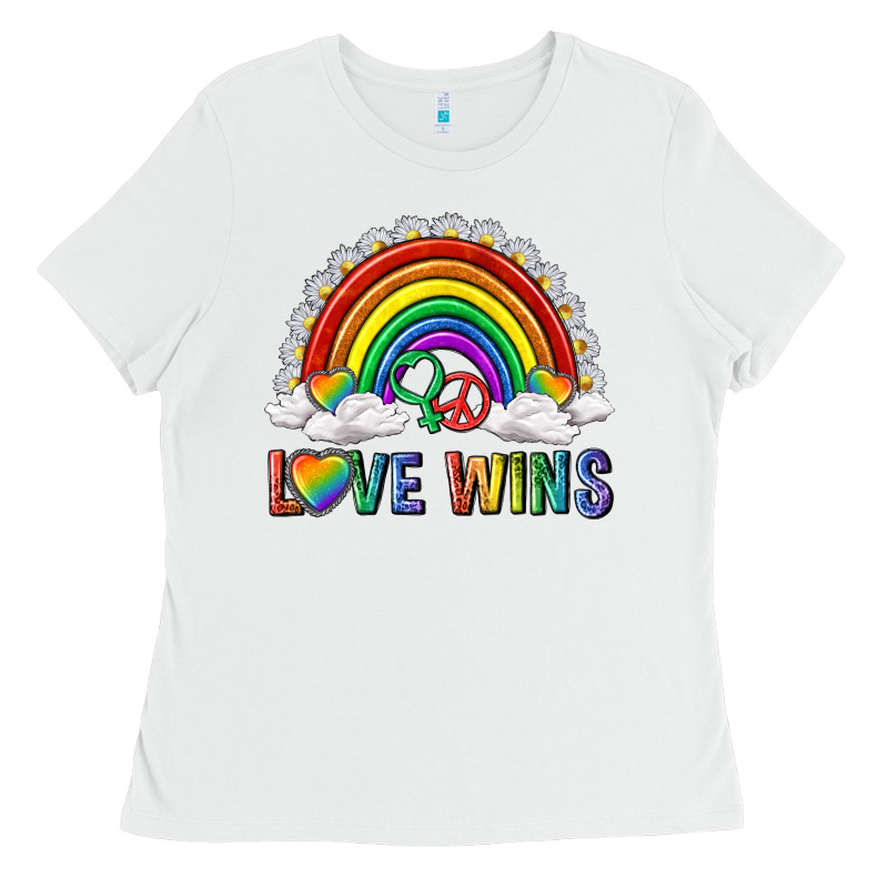 Love Wins With Daisy And Heart Ladies Tee by texasbilliewilder | Teevron