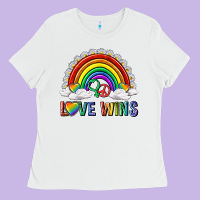 Love Wins With Daisy And Heart Ladies Tee Designed By Texasbilliewilder