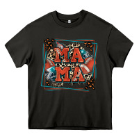 Asphalt American football mama with leopard Heavy Core Tee - Zillion Design Studio