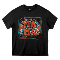 Black American football mama with leopard Heavy Core Tee - Zillion Design Studio