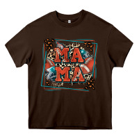 Chocolate Brown American football mama with leopard Heavy Core Tee - Zillion Design Studio