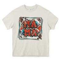 Cream American football mama with leopard Heavy Core Tee - Zillion Design Studio