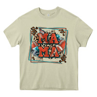 Mossy American football mama with leopard Heavy Core Tee - Zillion Design Studio