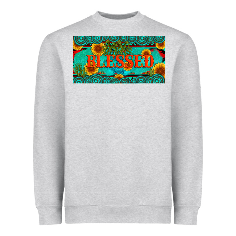 Blessed Turquoise Gemstone Cactus And Sunflower Licanse Plate Heavyweight Sweatshirt by Artiststas | Teevron