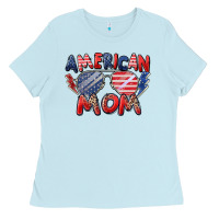 Baby Blue American mom Ladies Tee - Zillion Design Studio