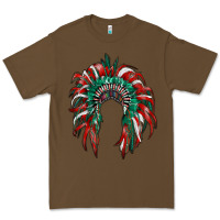 Cacao mexican flag indian headdress Premium Tee - RanaPortraitStore