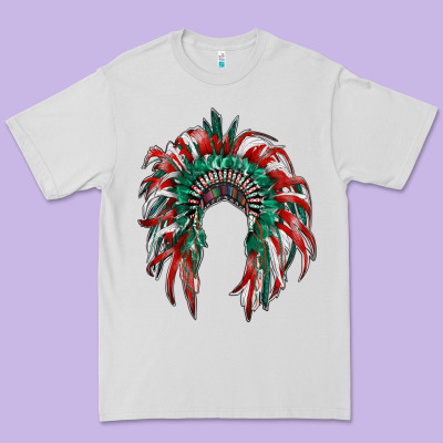 Mexican Flag Indian Headdress Premium Tee Designed By Ranaportraitstore