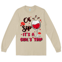 Mushroom oh sip it's a girl's trip Long Sleeve Tee - MaliasSmallBusiness
