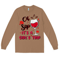 Toasted Coconut oh sip it's a girl's trip Long Sleeve Tee - MaliasSmallBusiness