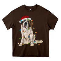 Chocolate Brown saint bernard with christmas lights Heavy Core Tee - RanaPortraitStore