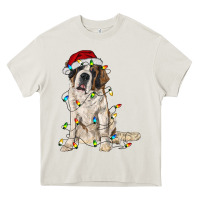 Cream saint bernard with christmas lights Heavy Core Tee - RanaPortraitStore