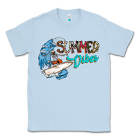 Dusty Blue Summer Vibes Classic Tee - CowhideDigitalArt