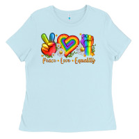 Baby Blue peace love equality Ladies Tee - texasbilliewilder
