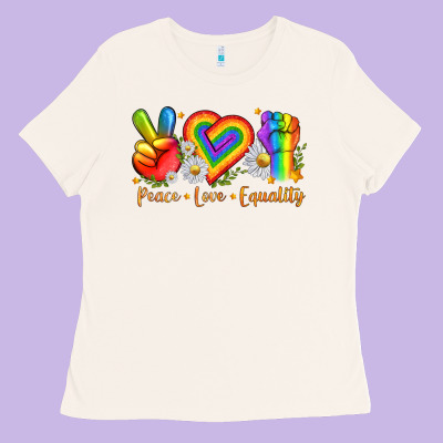 Peace Love Equality Ladies Tee Designed By Texasbilliewilder