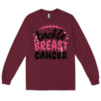 Burgundy tackle breast cancer Long Sleeve Tee - MaliasSmallBusiness