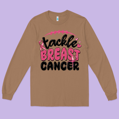 Tackle Breast Cancer Long Sleeve Tee Designed By Maliassmallbusiness