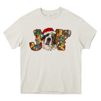 Cream Saint Bernard Christmas joy, Heavy Core Tee - RanaPortraitStore