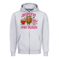 Heather Grey sweeter than pan dulce Zipper Hoodie - MaliasSmallBusiness