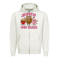 Oatmeal Heather sweeter than pan dulce Zipper Hoodie - MaliasSmallBusiness