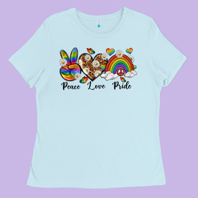 Peace Love Pride Ladies Tee Designed By Texasbilliewilder