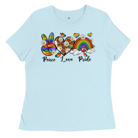 Baby Blue peace love pride Ladies Tee - texasbilliewilder