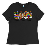 Black peace love pride Ladies Tee - texasbilliewilder