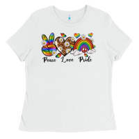 White peace love pride Ladies Tee - texasbilliewilder
