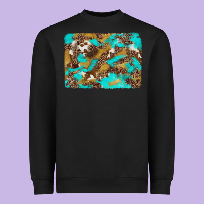 Western Turquoise Leopard And Cowhide Background Heavyweight Sweatshirt Designed By Artiststas
