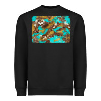 Black western turquoise leopard and cowhide background Heavyweight Sweatshirt - Artiststas