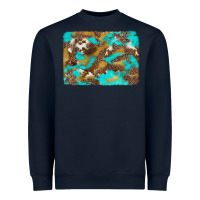 Navy western turquoise leopard and cowhide background Heavyweight Sweatshirt - Artiststas
