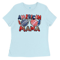 Baby Blue American mama Ladies Tee - Zillion Design Studio