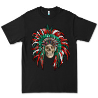 Black mexican flag indian headdress with  skull Premium Tee - RanaPortraitStore