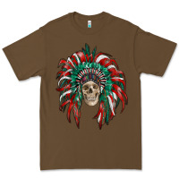 Cacao mexican flag indian headdress with  skull Premium Tee - RanaPortraitStore