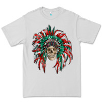 Dove Grey mexican flag indian headdress with  skull Premium Tee - RanaPortraitStore