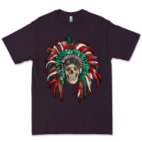 Plum mexican flag indian headdress with  skull Premium Tee - RanaPortraitStore