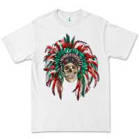 White mexican flag indian headdress with  skull Premium Tee - RanaPortraitStore