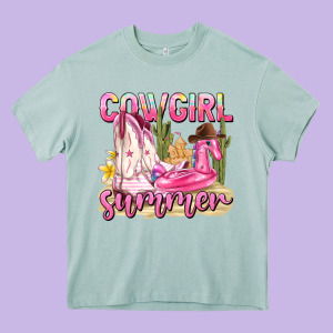 Cowgirl Summer Heavy Core Tee Designed By Texasbilliewilder